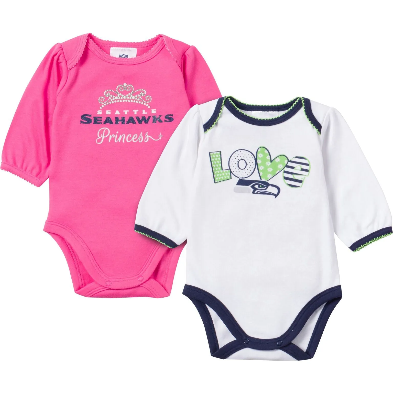 Baby Seahawks Girl Long Sleeve Onesie 2 Pack