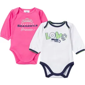Baby Seahawks Girl Long Sleeve Onesie 2 Pack