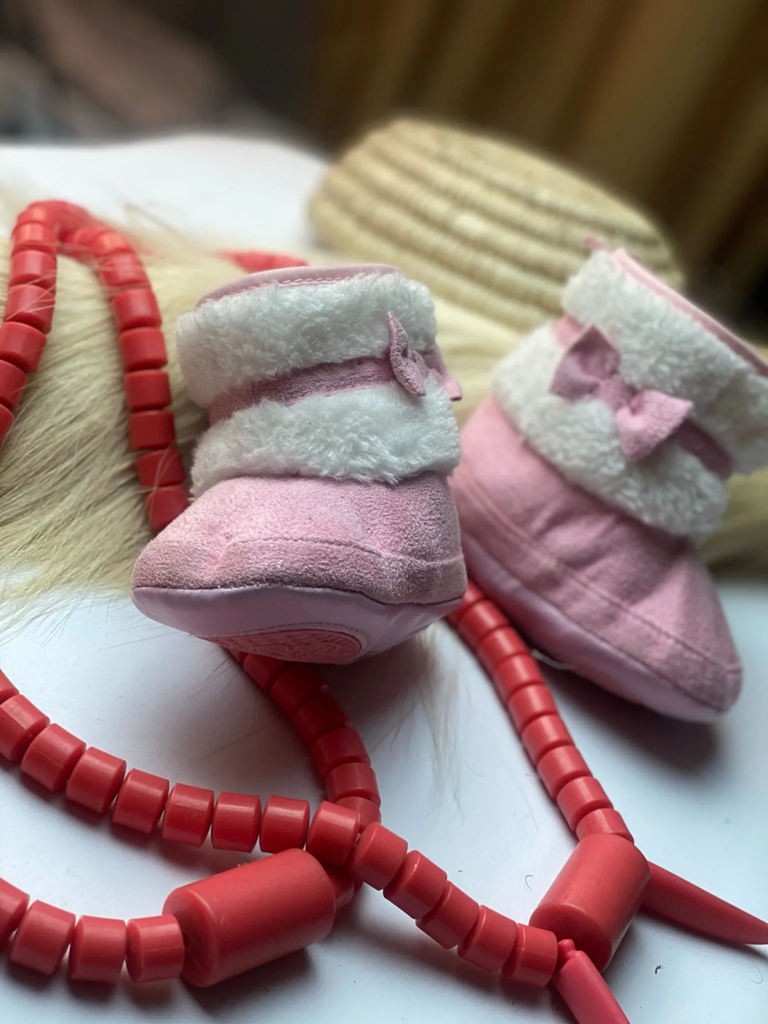 Baby soft booties White or Pink - 6 months size 1 baby