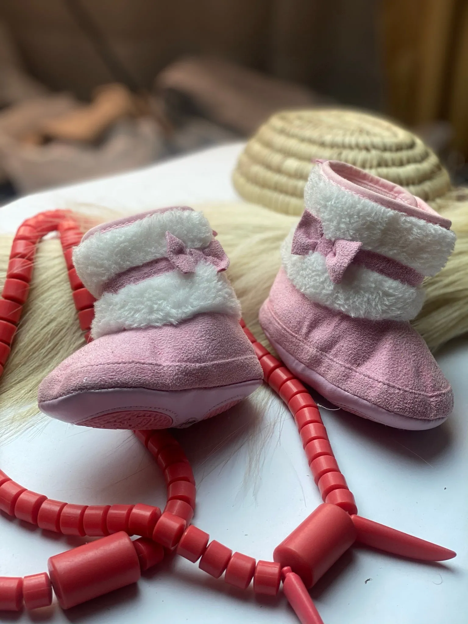 Baby soft booties White or Pink - 6 months size 1 baby