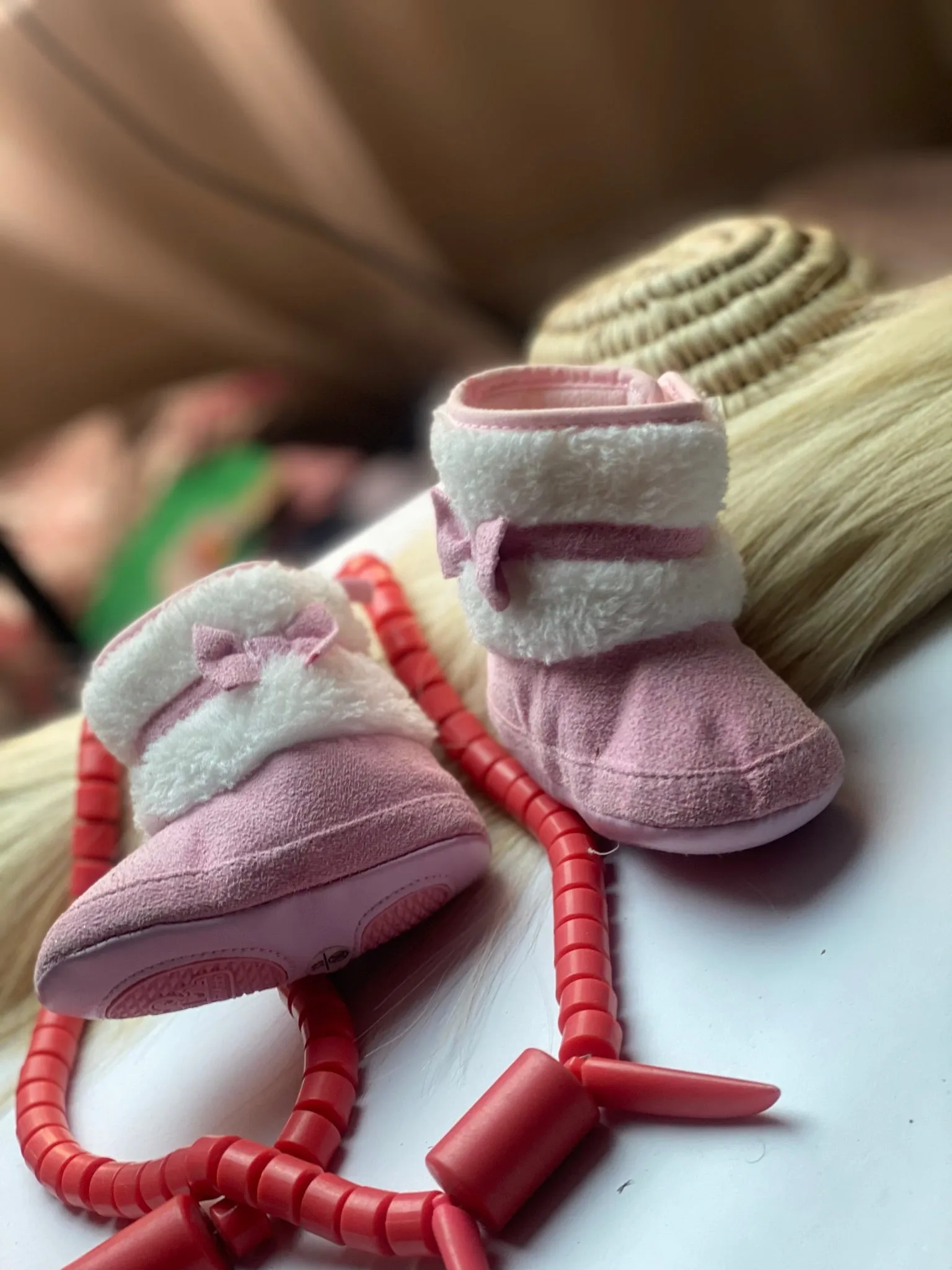 Baby soft booties White or Pink - 6 months size 1 baby