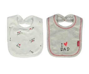 Bebetto Bibs Waterproof Back I Love Mom & Dad 2-Pack