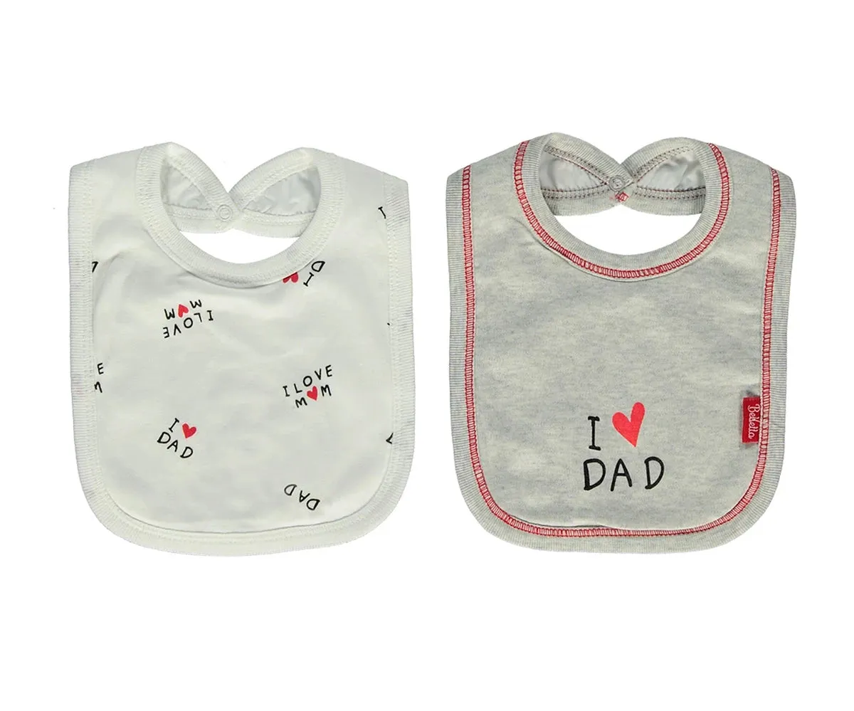 Bebetto Bibs Waterproof Back I Love Mom & Dad 2-Pack