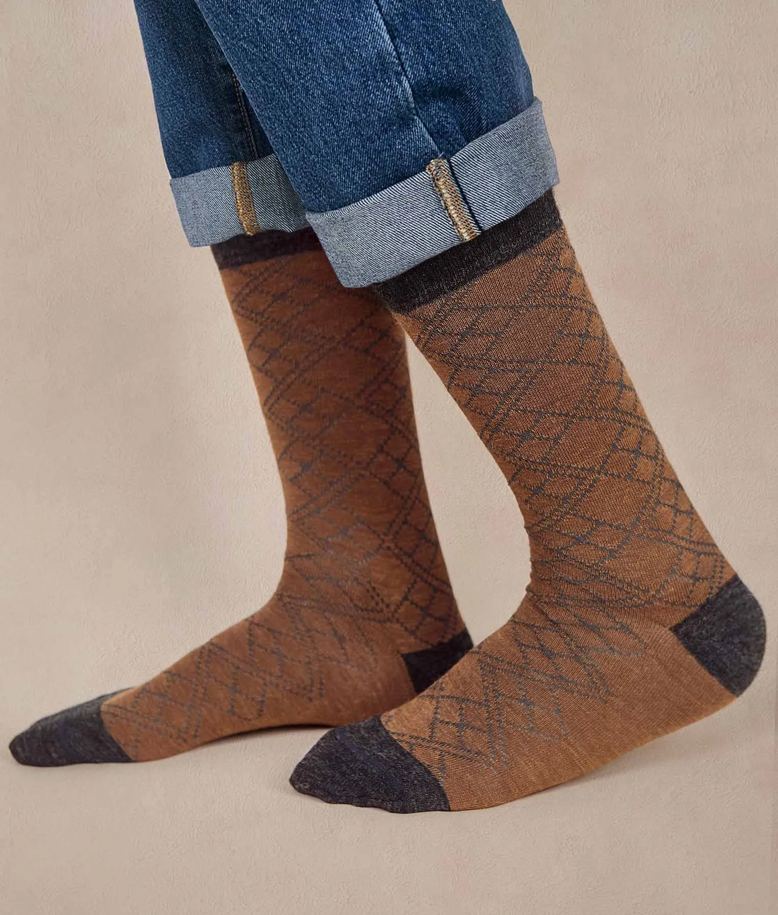 Bi Colour Jacquard Mens Socks