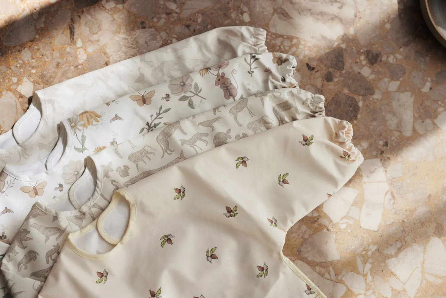 Bib Waterproof with Sleeves Animals - Olive Green