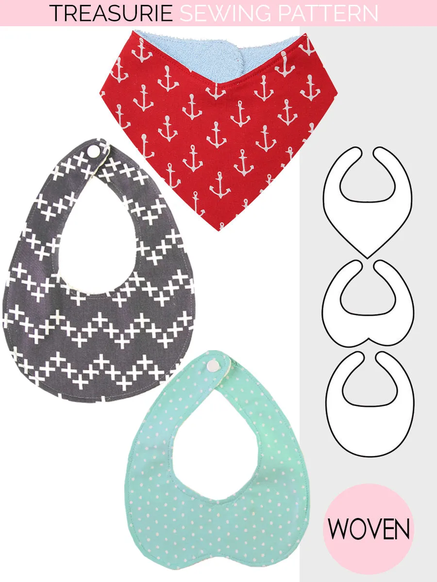 (BIB1) Baby Bib Pattern, Bandana Bib (0-24M)