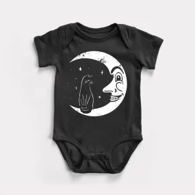 Black Cat Moon Baby Bodysuit