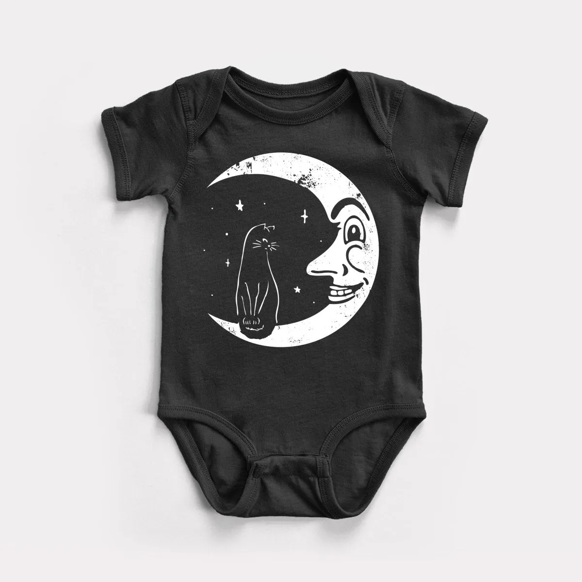 Black Cat Moon Baby Bodysuit
