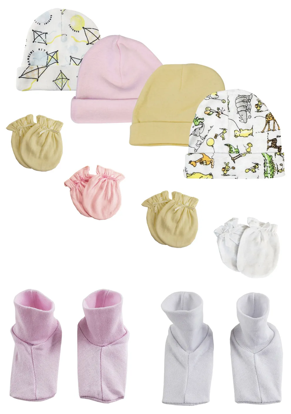 Boys Girls Caps, Booties and Mittens (Pack of 10)