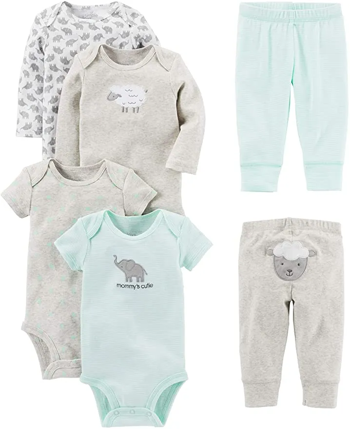 Brand new Simple Joys by Carter's Baby 6-Piece Neutral Bodysuits (Short and Long Sleeve) and Pants Set, 6-9 Months!