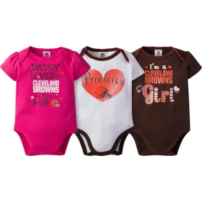 Browns Girls 3 Pack Short Sleeved Onesies