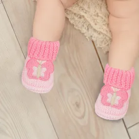Butterfly Newborn Crochet Socks Booties - Pink