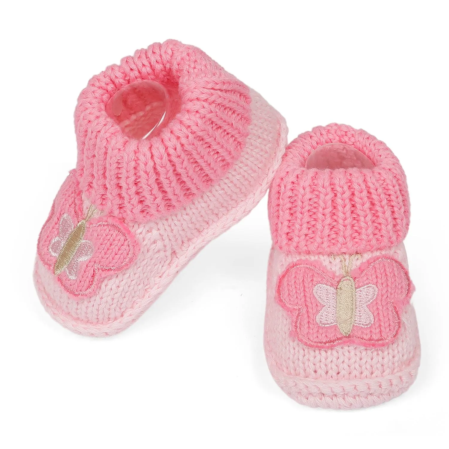 Butterfly Newborn Crochet Socks Booties - Pink
