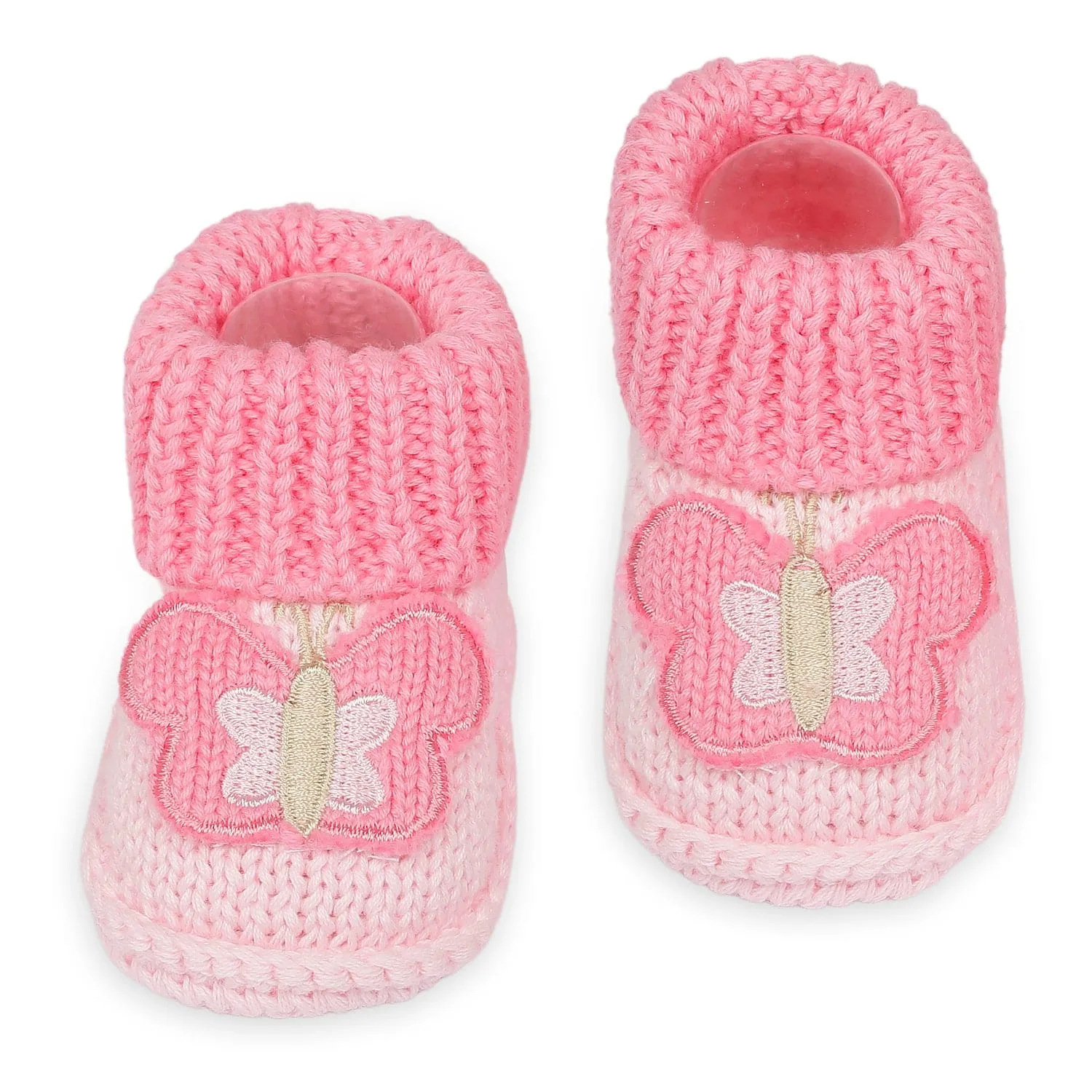 Butterfly Newborn Crochet Socks Booties - Pink