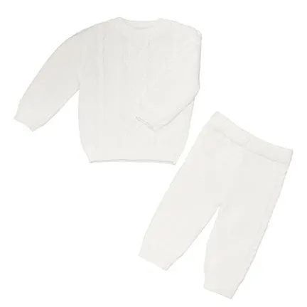 Cable Knitted Baby Suit Set Neutral