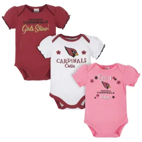 Cardinals Girls Shine 3-Pack Short Sleeve Bodysuits