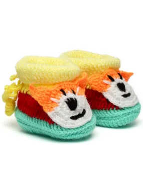 Chutput Kids Woollen Hand Knitted Dog Face Detailed Booties - Multi