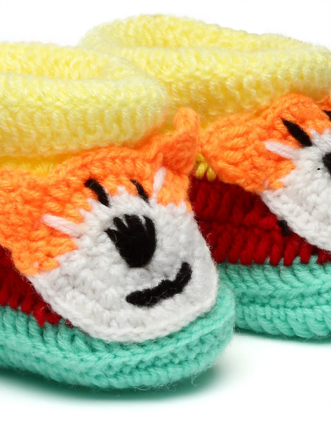 Chutput Kids Woollen Hand Knitted Dog Face Detailed Booties - Multi