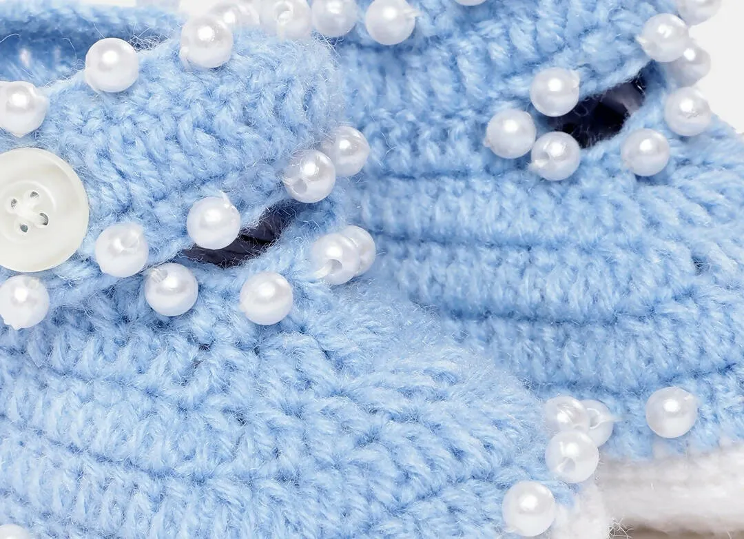 Chutput Kids Woollen Hand Knitted Self Desgin Detailed Booties - Blue
