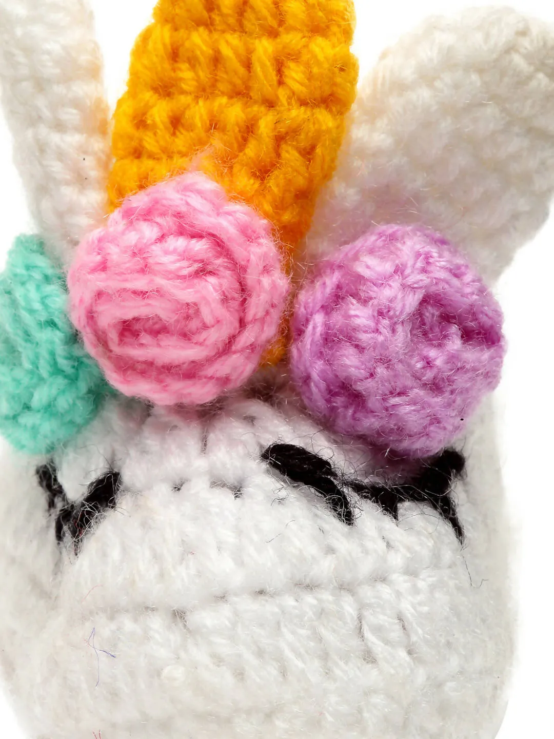 Chutput Kids Woollen Hand Knitted Unicorn Detailed Booties - White