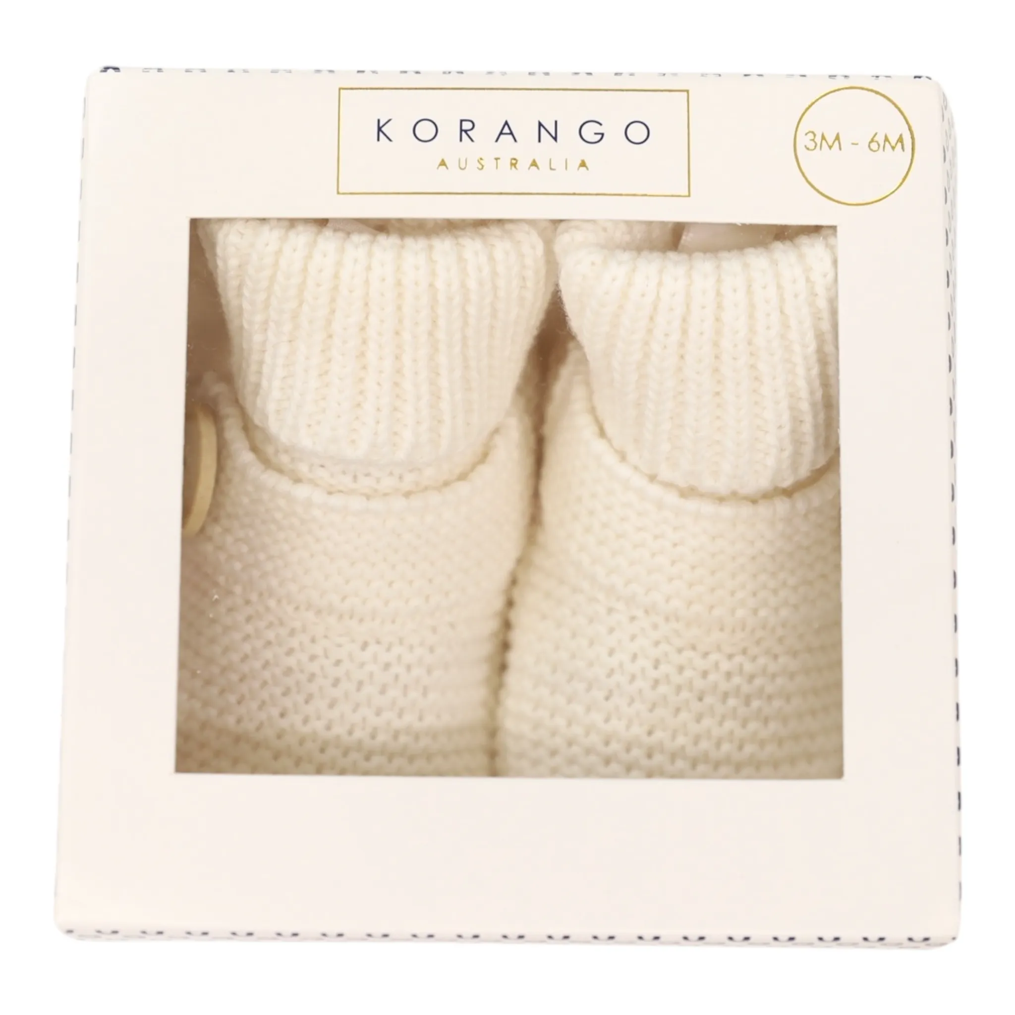 Cotton Knit Button Bootie with Gift Box White