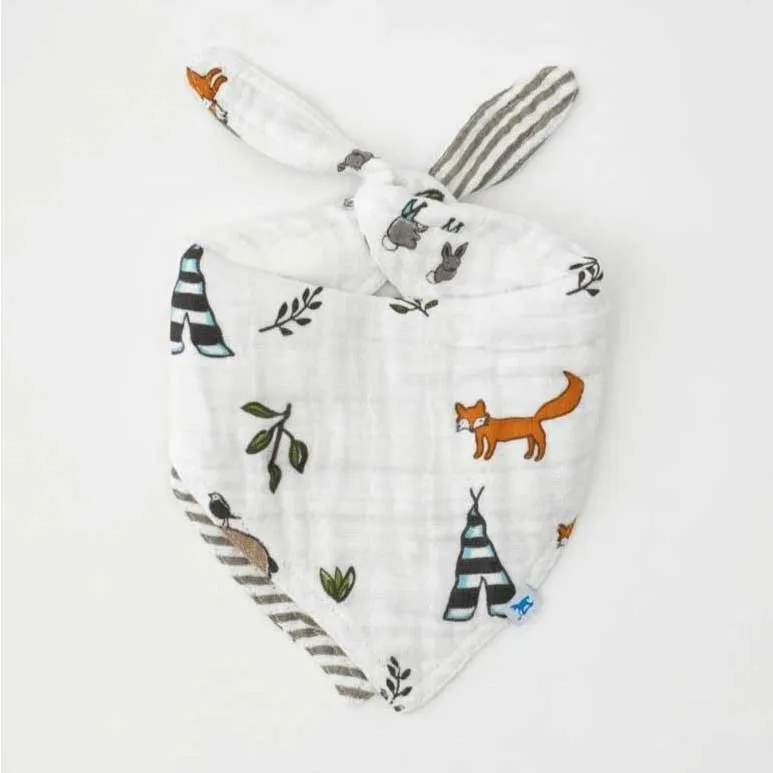 Cotton Muslin Reversible Bandana Bib - Forest Friends
