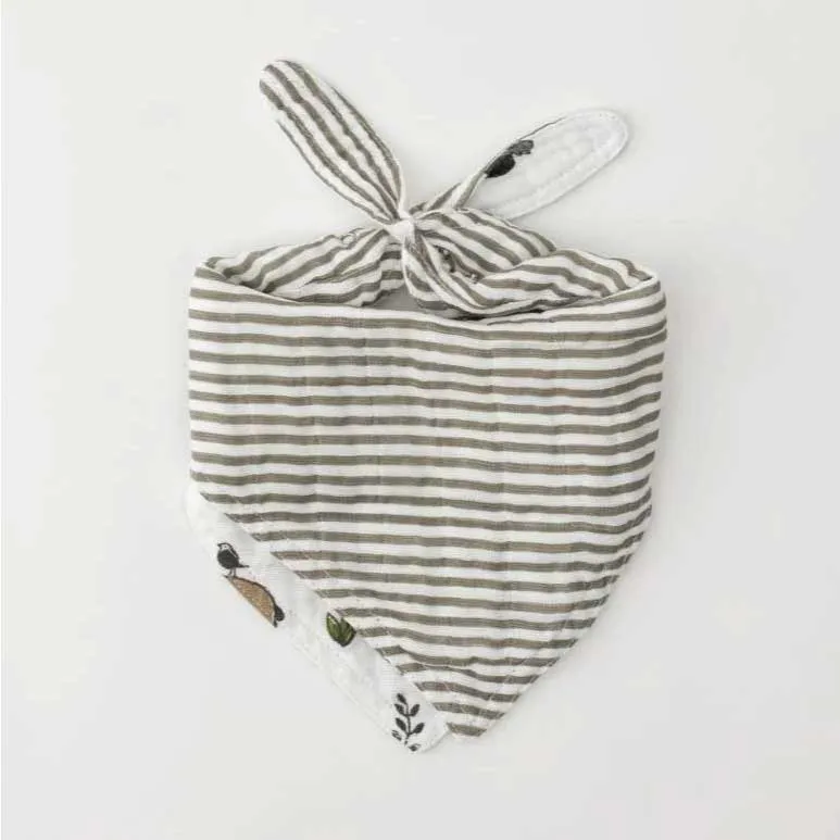 Cotton Muslin Reversible Bandana Bib - Forest Friends