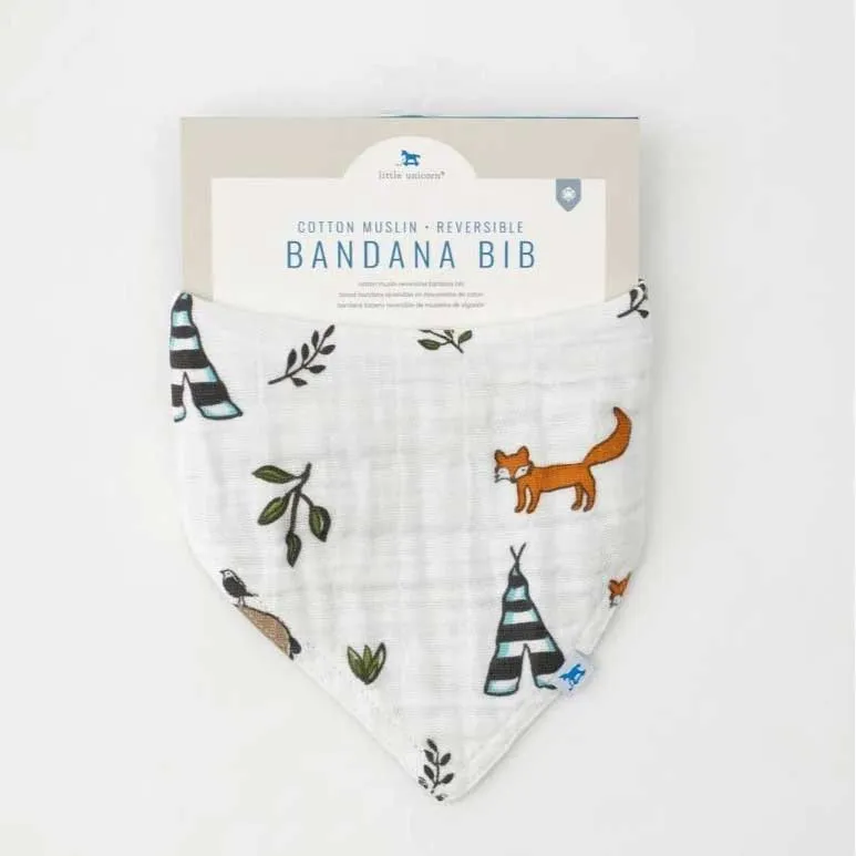 Cotton Muslin Reversible Bandana Bib - Forest Friends