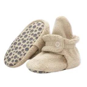 Cozie Fleece Gripper Booties - Khaki by Zutano