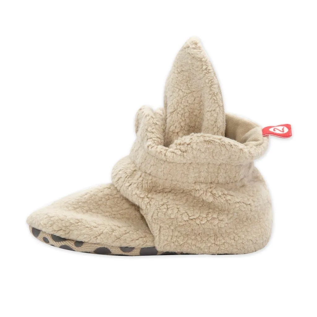 Cozie Fleece Gripper Booties - Khaki by Zutano
