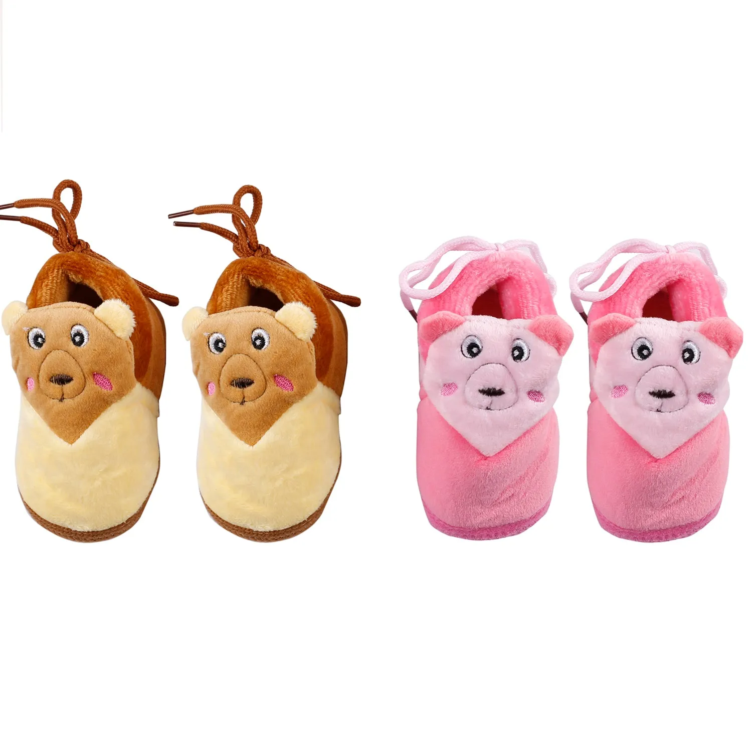 Cuddly Bear Pink And Yellow 2 Pk Booties