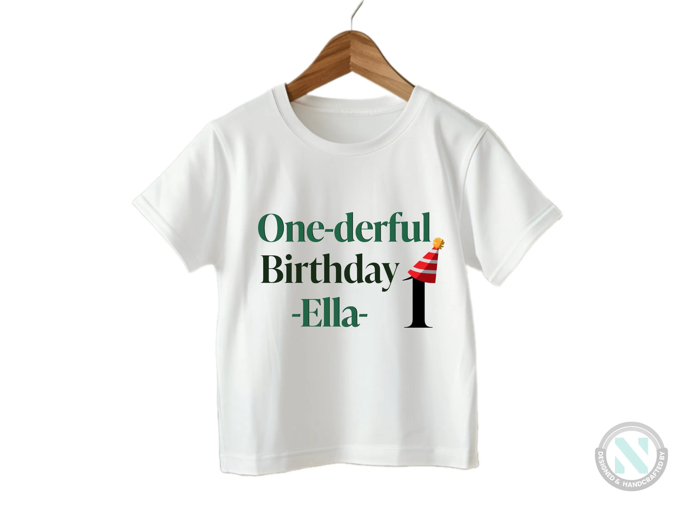 Customized Name Baby Girl Bodysuit with One-derful Birthday Text