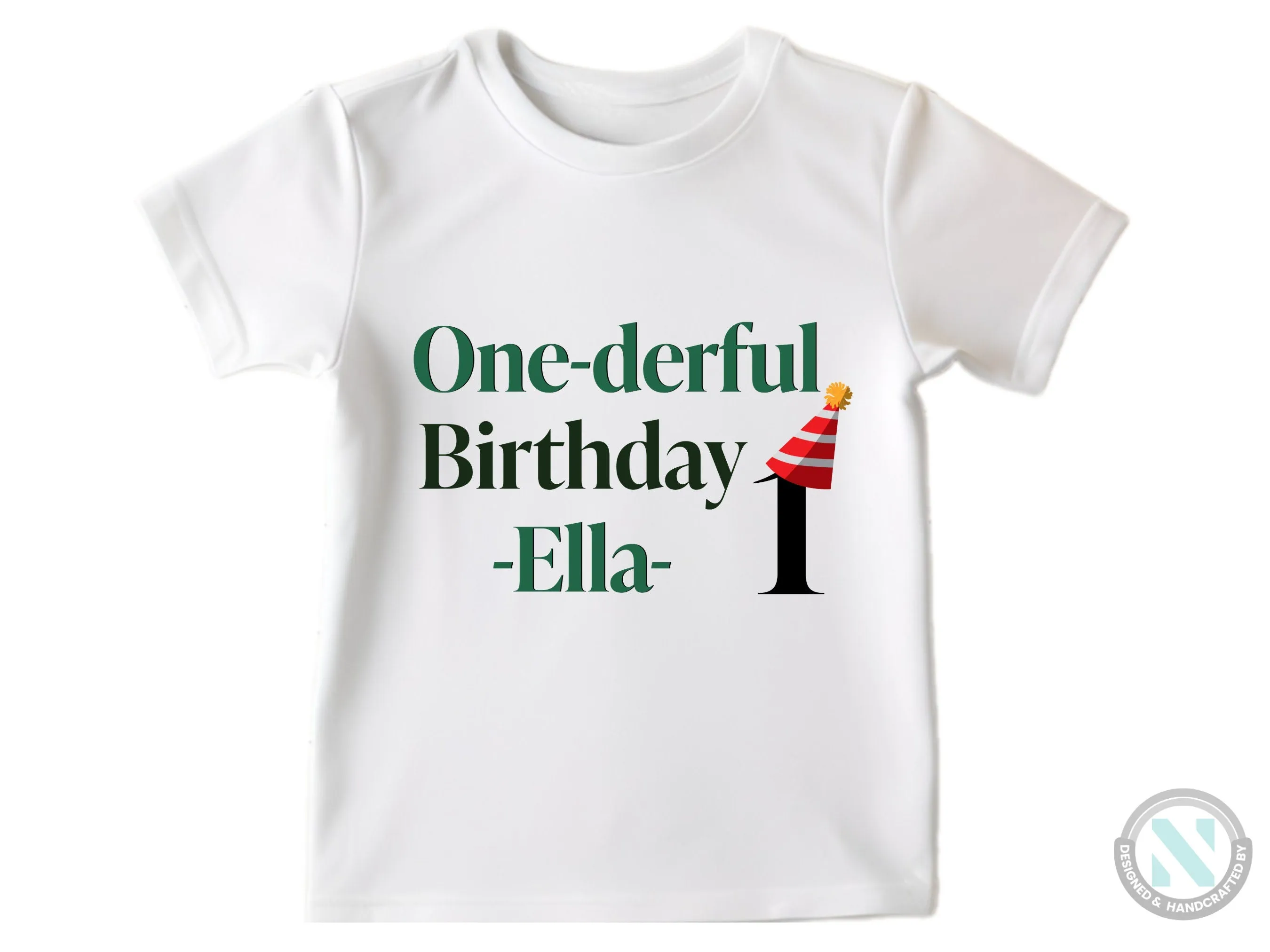 Customized Name Baby Girl Bodysuit with One-derful Birthday Text