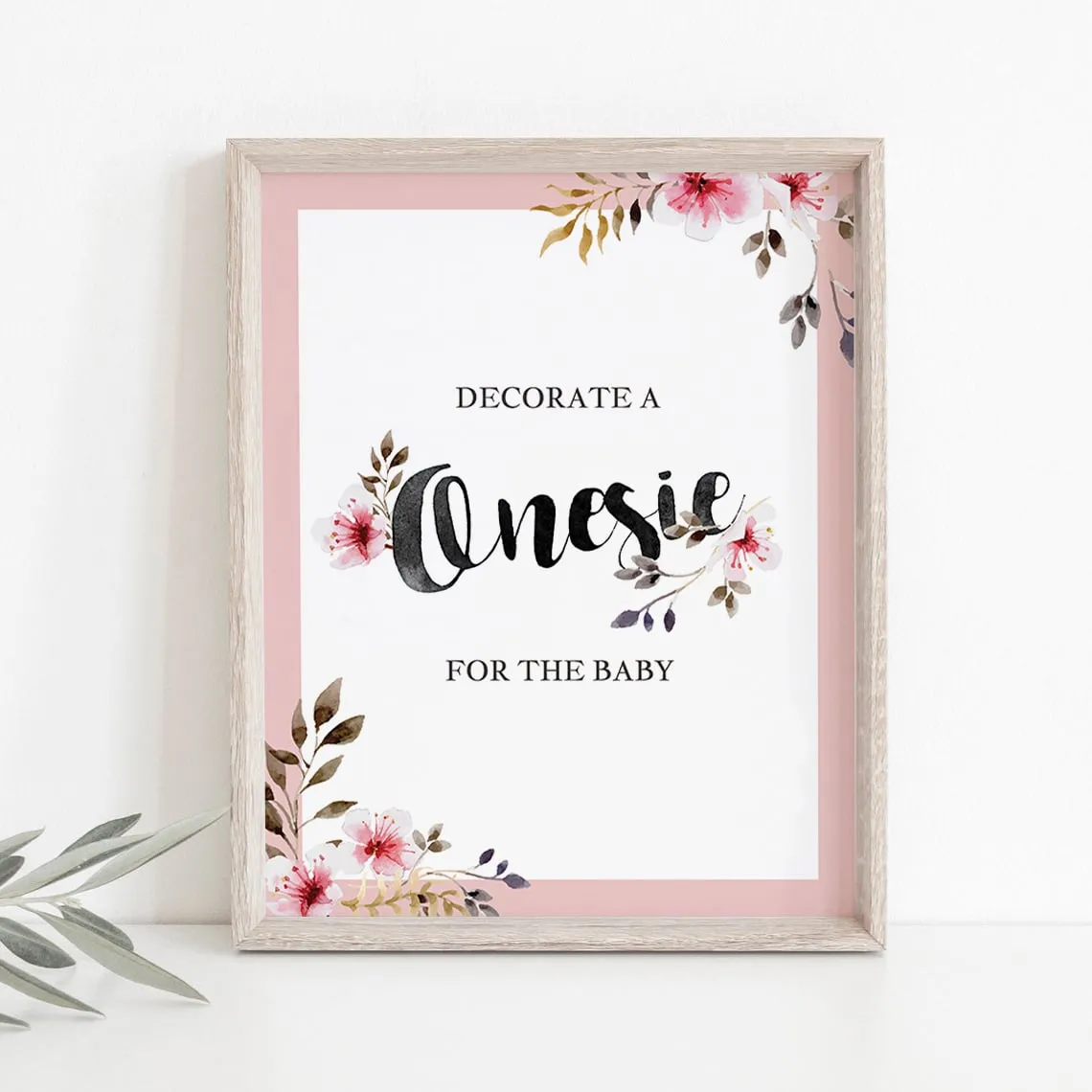 Decorate A Onesie Station Floral Baby Shower Printable Sign