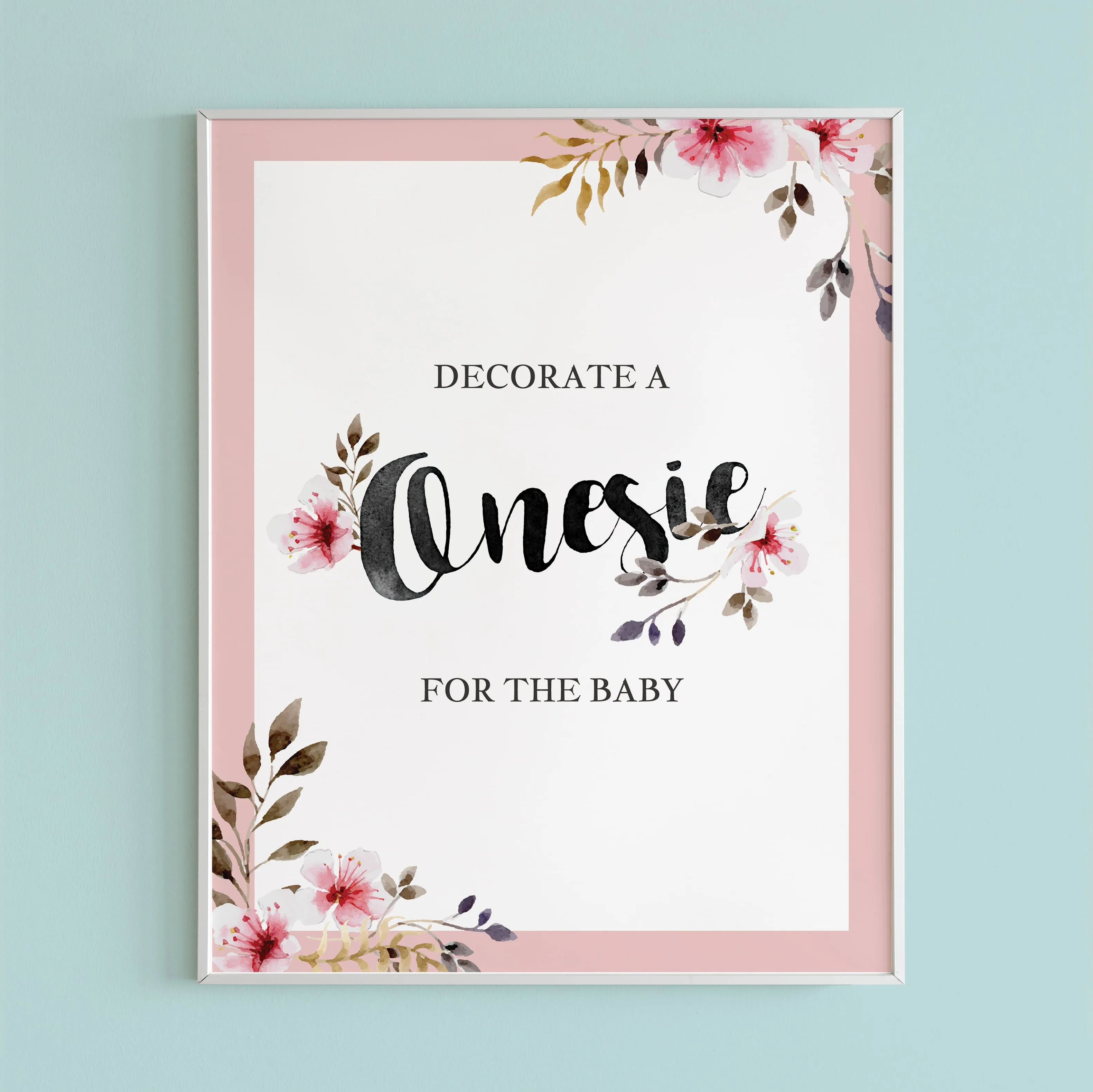 Decorate A Onesie Station Floral Baby Shower Printable Sign