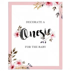 Decorate A Onesie Station Floral Baby Shower Printable Sign