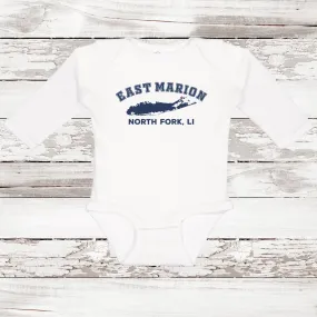 East Marion North Fork LI Long Sleeve Baby Onesie | Classic Colors