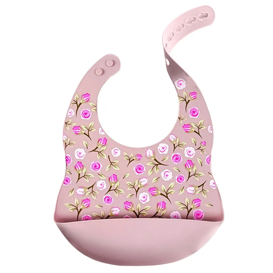 Fashionable Cartoon Printed Waterproof Soft Baby Silicone Bibs Newborn