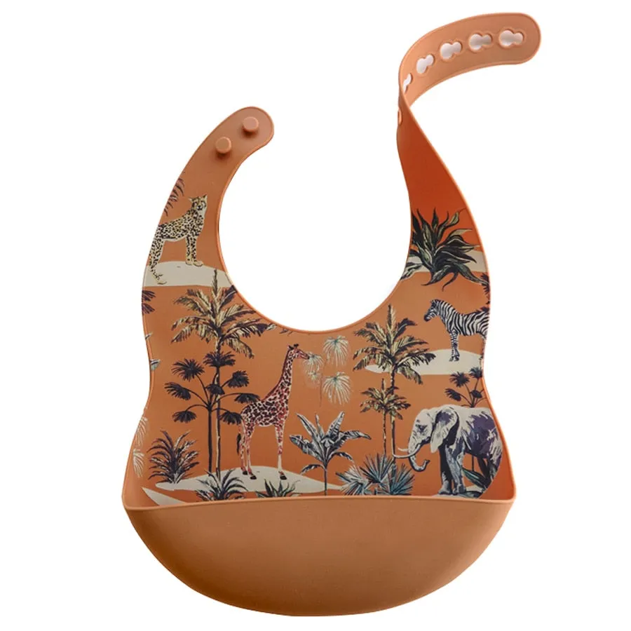 Fashionable Cartoon Printed Waterproof Soft Baby Silicone Bibs Newborn