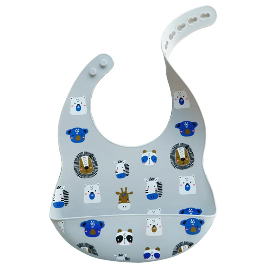 Fashionable Cartoon Printed Waterproof Soft Baby Silicone Bibs Newborn