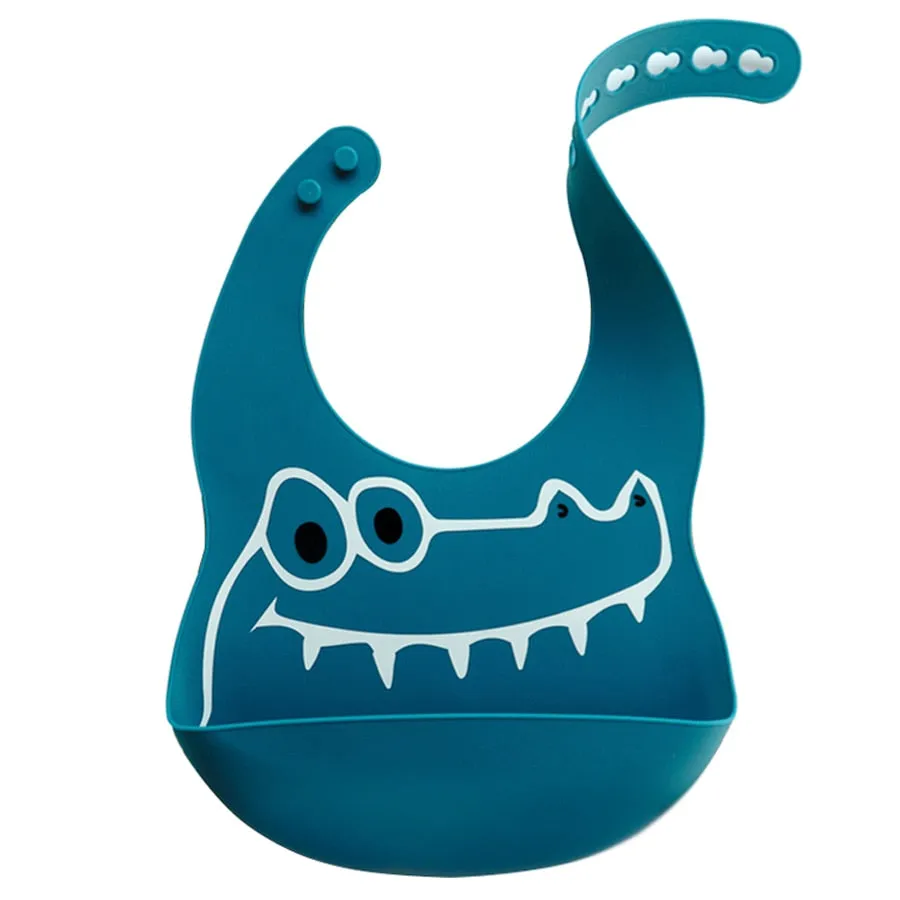 Fashionable Cartoon Printed Waterproof Soft Baby Silicone Bibs Newborn