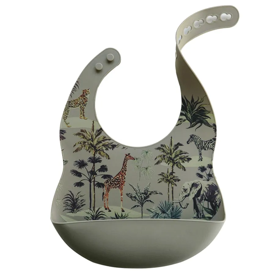 Fashionable Cartoon Printed Waterproof Soft Baby Silicone Bibs Newborn