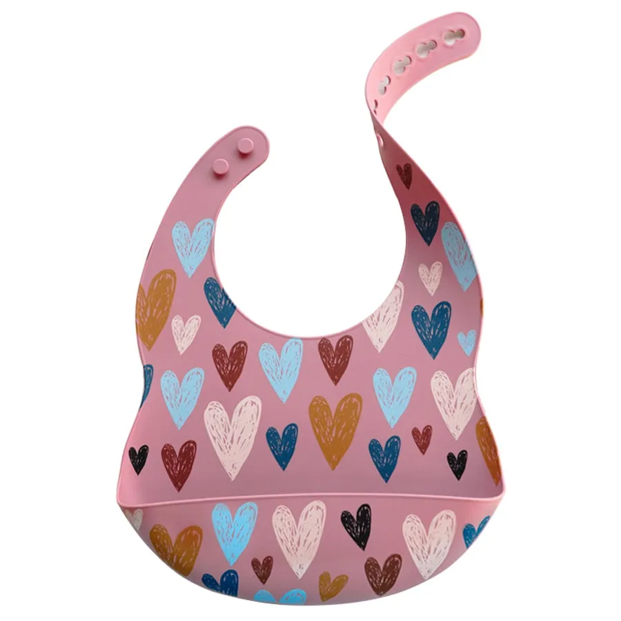 Fashionable Cartoon Printed Waterproof Soft Baby Silicone Bibs Newborn