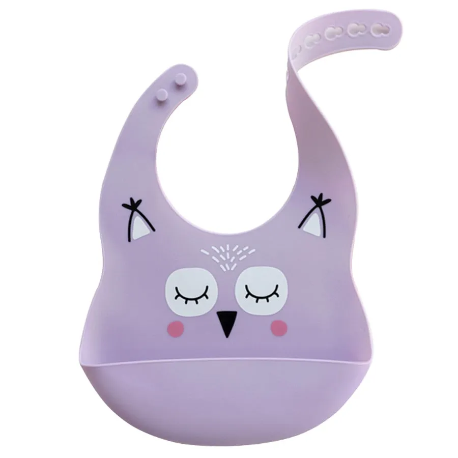 Fashionable Cartoon Printed Waterproof Soft Baby Silicone Bibs Newborn