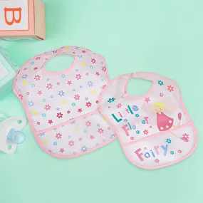 Feeding Bibs Pack Of 2 Crumb Catcher Waterproof Flower Fairy Pink
