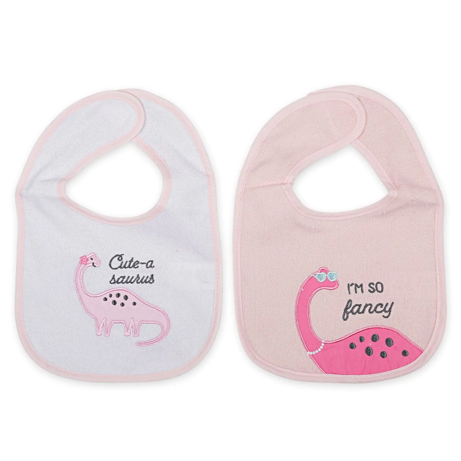 Feeding Bibs Pack Of 4 I'm So Fancy Dino White And Pink