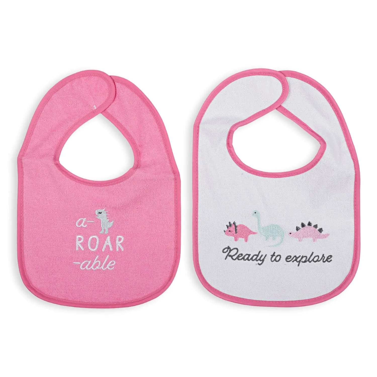 Feeding Bibs Pack Of 4 I'm So Fancy Dino White And Pink