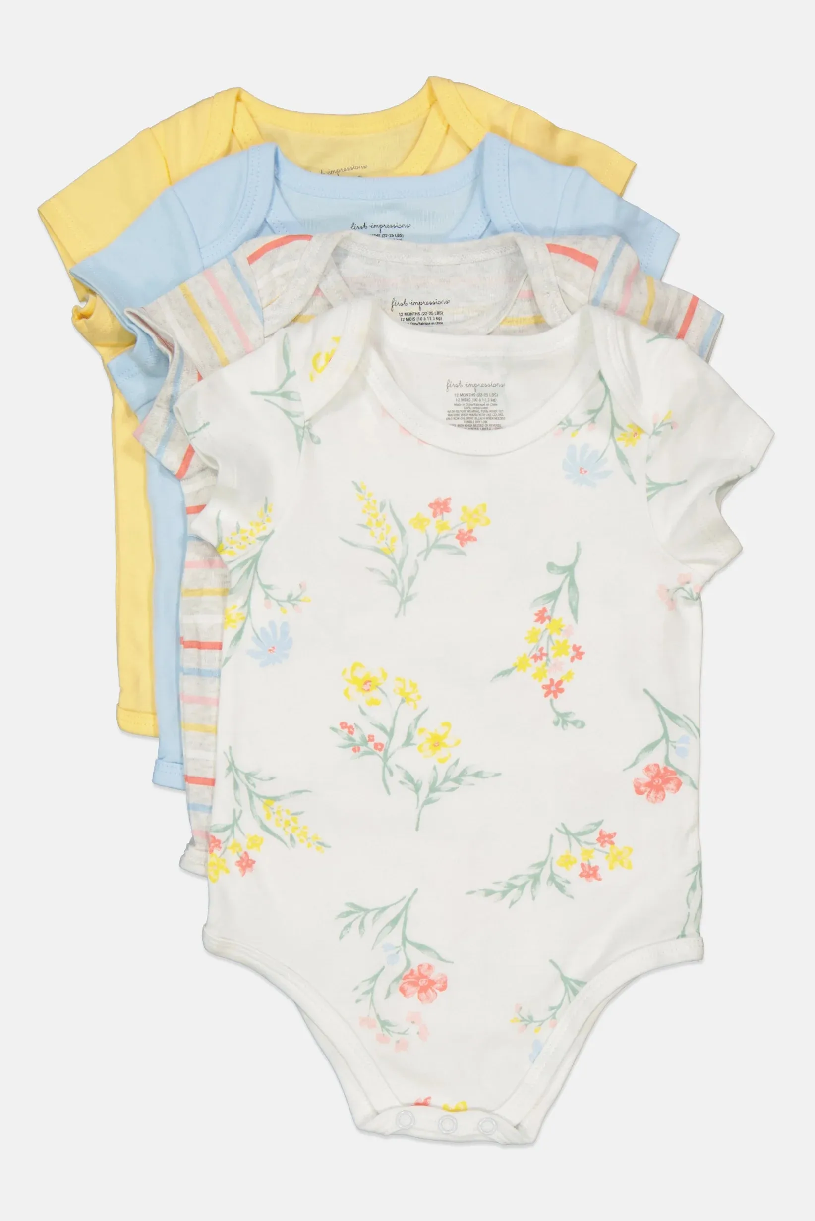 First Impressions Baby Girls 4-Pk. Bodysuits  Multicolor Size 0-3 months