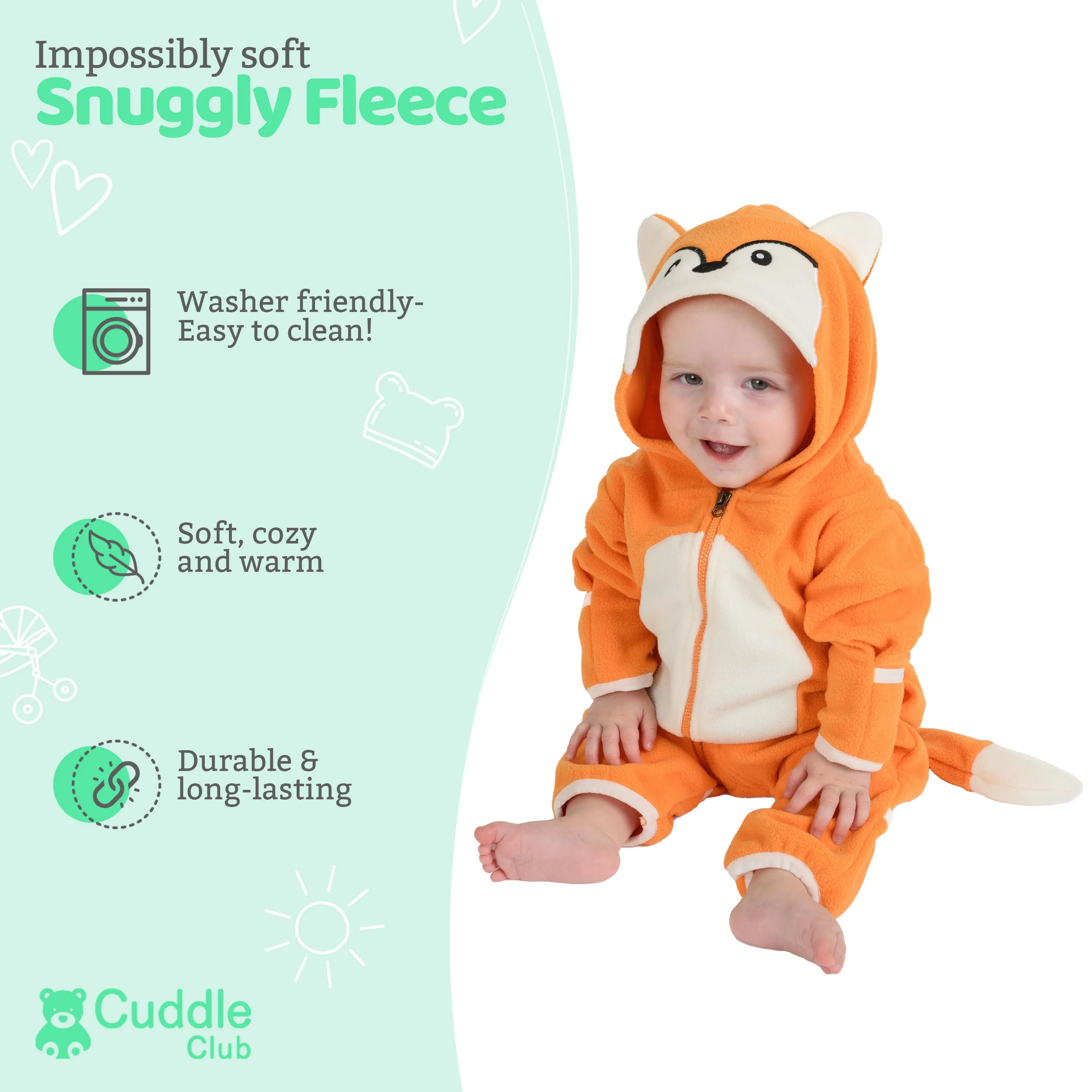 Fox Fleece Baby Bunting Bodysuit