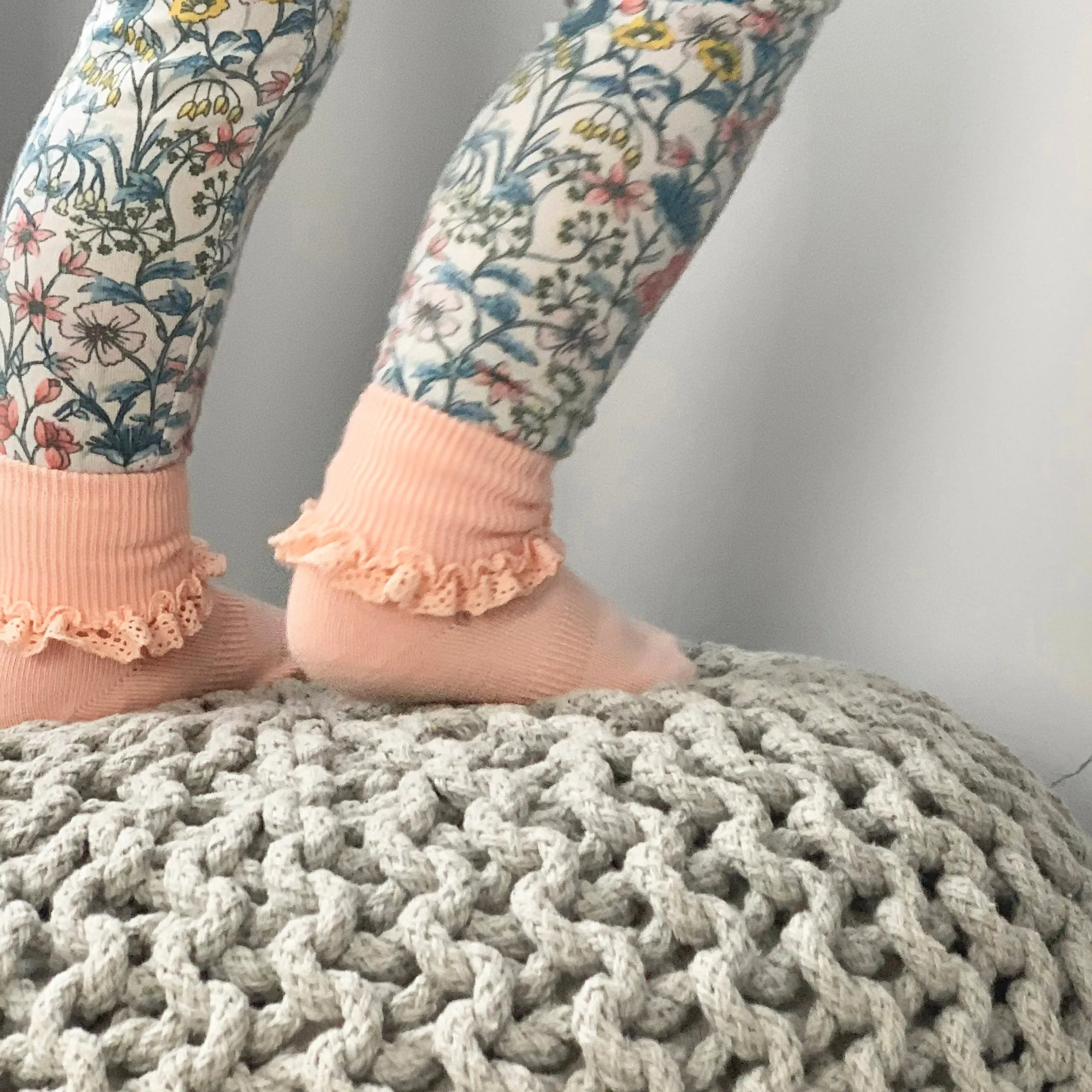 Frilly Non-Slip Stay-On Baby and Toddler Socks - Peaches 'n' Cream
